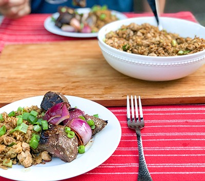 Grilled Asian Garlic Steak Skewers