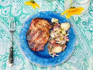 Potato Salad with a Twist and Grilled Pork Chop
