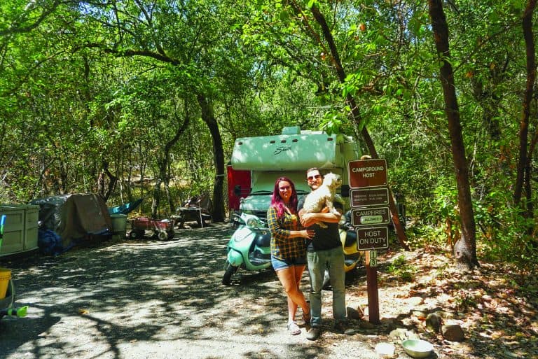 Diana and Alex of @beerving_america workamp as campground hosts